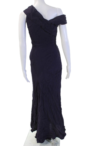Bottega Veneta Women Maxi Mermaid Silk Full Length Dress Dark Blue Size S