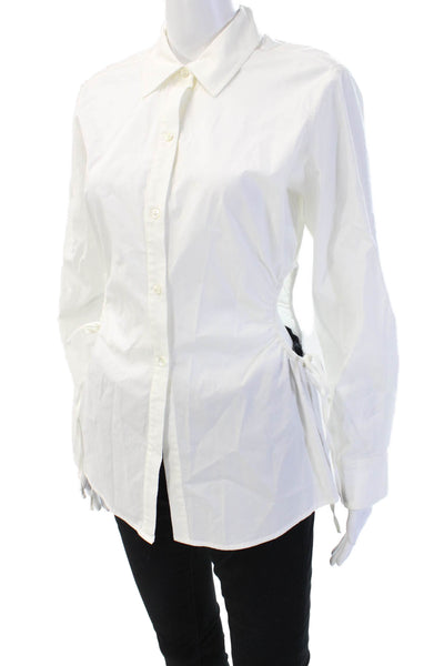 Rails Women Button Up Shirt White Collared Long Sleeve Tencel Size S
