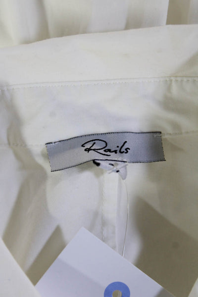 Rails Women Button Up Shirt White Collared Long Sleeve Tencel Size S