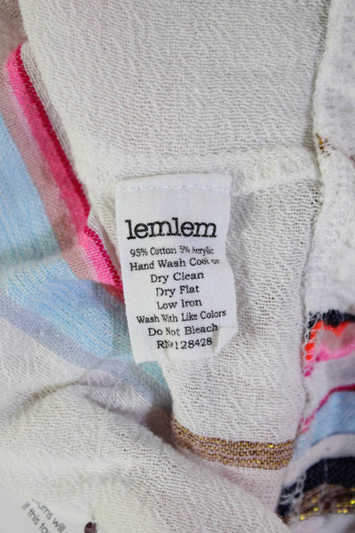 Lem Lem Womens White Sundress Square Neck Midi Sleeveless Cotton Size M