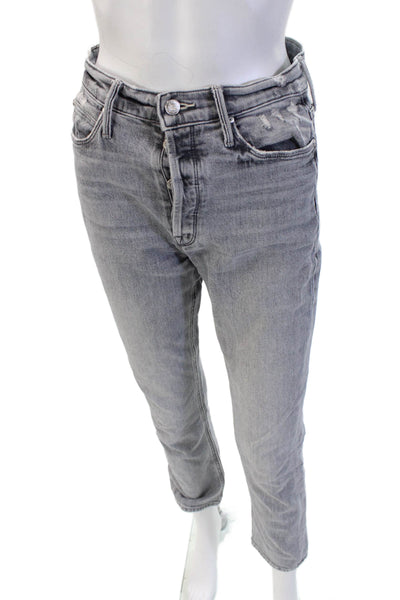 Mother Women Ankle Cropped High Rise Gray Jeans Size 26