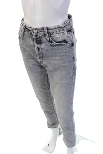 Mother Women Ankle Cropped High Rise Gray Jeans Size 26
