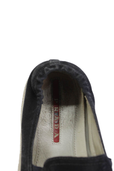 Prada Mens Suede Casual Slip On Loafers Dark Blue Size 9