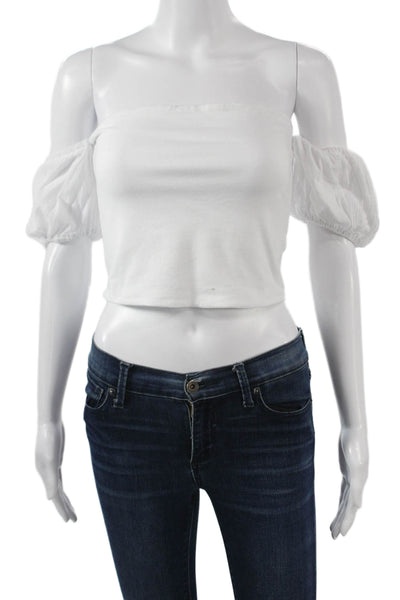 Z Supply Women Cropped White Short Sleeve Top Boho Solid Size M