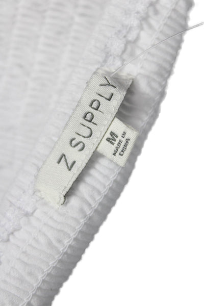 Z Supply Women Cropped White Short Sleeve Top Boho Solid Size M