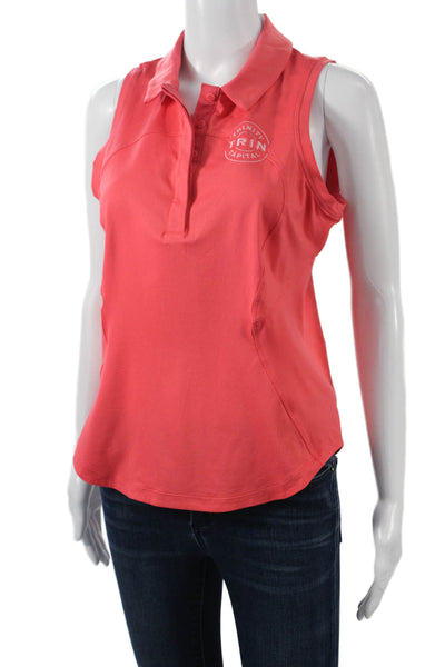 Lululemon Women Sleeveless Collared Polo Button Solid Pink Size 8