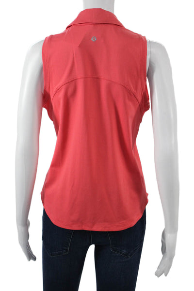 Lululemon Women Sleeveless Collared Polo Button Solid Pink Size 8