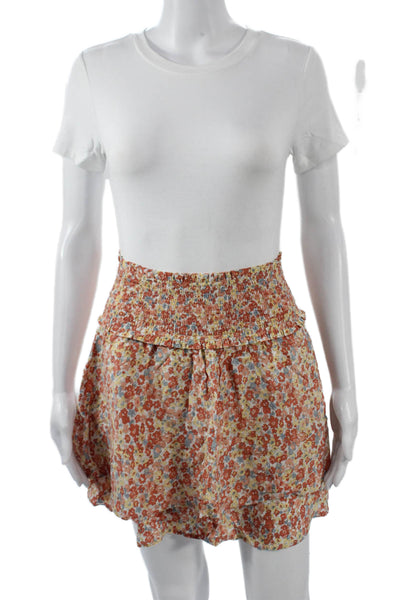 Rails Womens Peasant Skort Orange Floral Rayon Viscose Short Size S