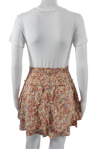 Rails Womens Peasant Skort Orange Floral Rayon Viscose Short Size S