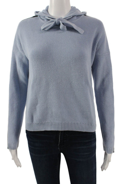 Kokun Unisex Light Blue Cotton Pullover Sweater Long Sleeve Drawstring Size S