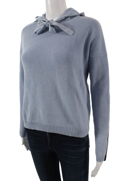 Kokun Unisex Light Blue Cotton Pullover Sweater Long Sleeve Drawstring Size S