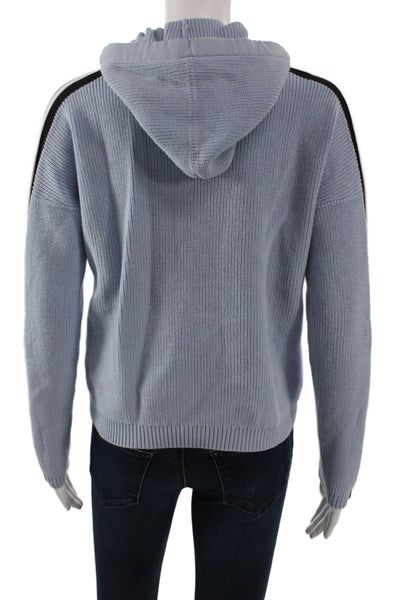 Kokun Unisex Light Blue Cotton Pullover Sweater Long Sleeve Drawstring Size S
