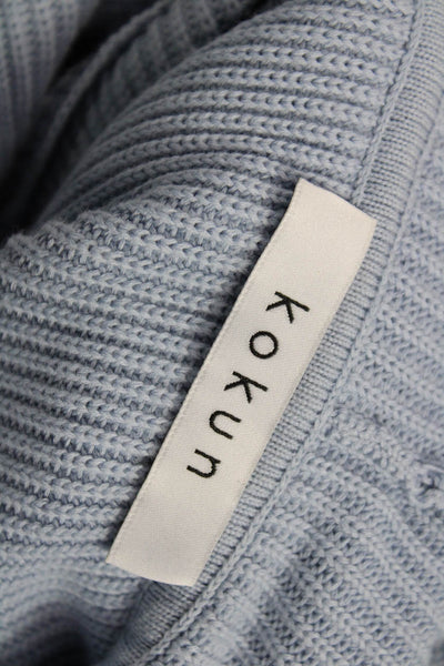 Kokun Unisex Light Blue Cotton Pullover Sweater Long Sleeve Drawstring Size S