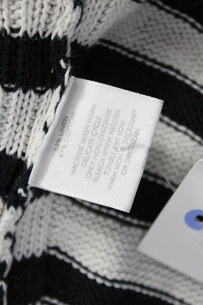 White + Warren Unisex Black Striped Wool Cashmere Pullover Sweater Size S