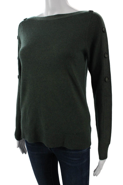 Repeat Unisex Pullover Sweater Cashmere Army Green Button Long Sleeve Size 2XS