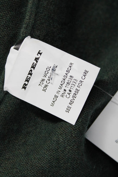 Repeat Unisex Pullover Sweater Cashmere Army Green Button Long Sleeve Size 2XS