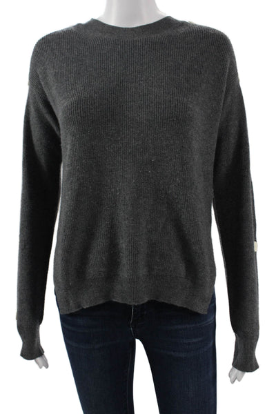 Helmut Lang Unisex Dark Gray Cashmere Crew Neck Button Pullover Sweater Size XS