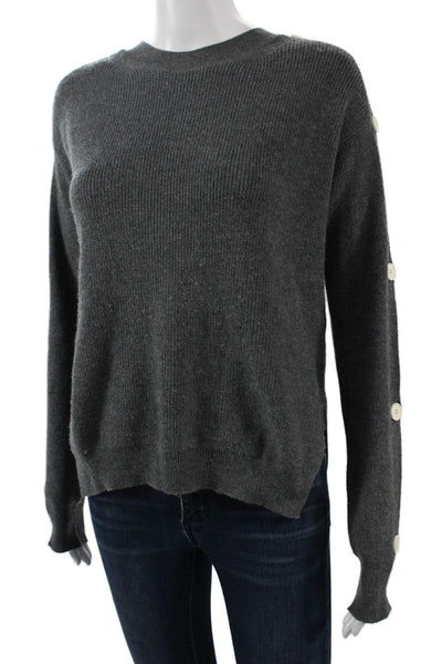 Helmut Lang Unisex Dark Gray Cashmere Crew Neck Button Pullover Sweater Size XS