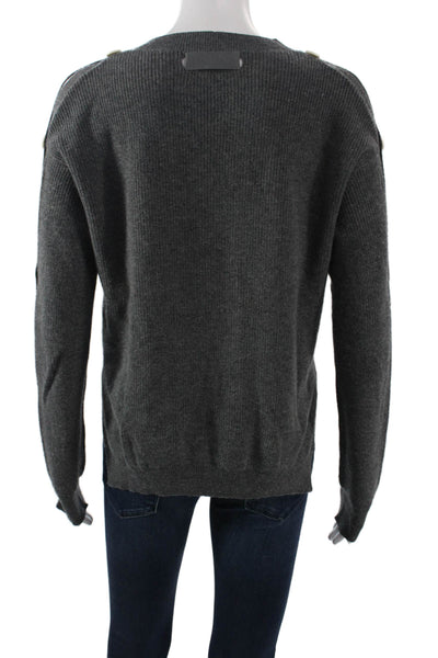 Helmut Lang Unisex Dark Gray Cashmere Crew Neck Button Pullover Sweater Size XS
