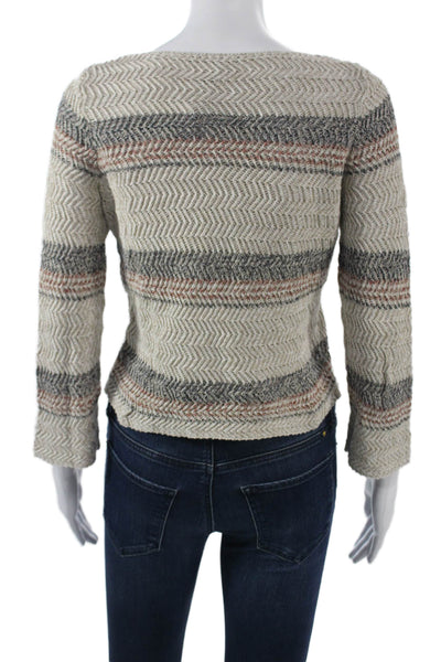 Cotton By Autumn Cashmere Unisex Beige Herringbone Pullover Sweater Size XS