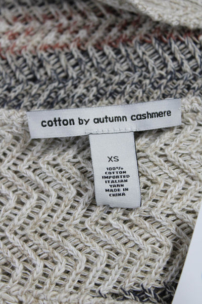 Cotton By Autumn Cashmere Unisex Beige Herringbone Pullover Sweater Size XS