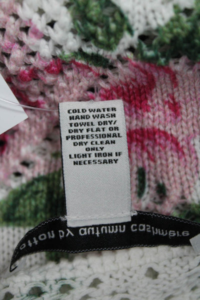 Cotton By Autumn Cashmere Unisex White Floral Pullover 3/4 Sleeve Size XS
