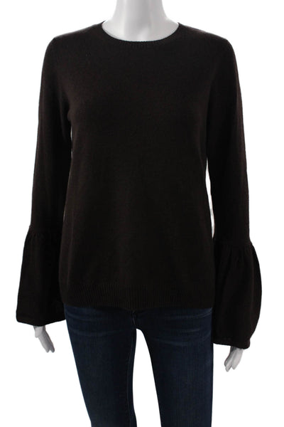 Autumn Cashmere Unisex Pullover Crewneck Brown Cashmere Blend Longsleeve Size S