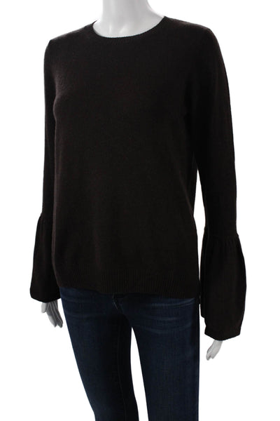 Autumn Cashmere Unisex Pullover Crewneck Brown Cashmere Blend Longsleeve Size S
