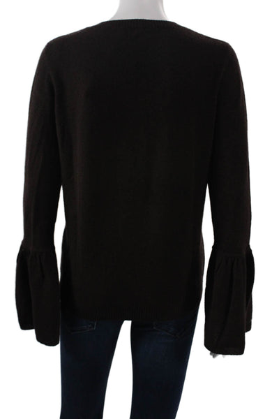 Autumn Cashmere Unisex Pullover Crewneck Brown Cashmere Blend Longsleeve Size S