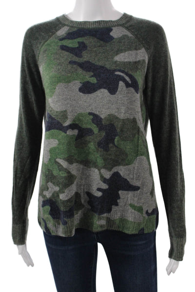 Autumn Cashmere Unisex Dark Gray Camouflage Pullover Crew Neck Size S