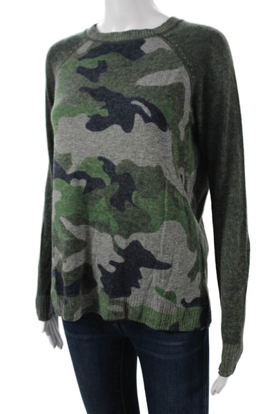 Autumn Cashmere Unisex Dark Gray Camouflage Pullover Crew Neck Size S