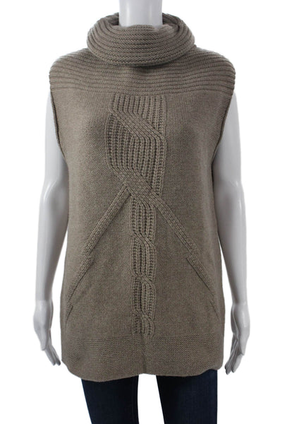 Autumn Cashmere Unisex Pullover Vest Turtleneck Beige Cashmere Blend Size S