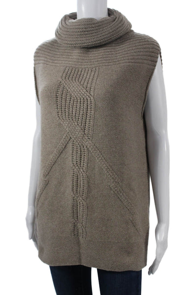 Autumn Cashmere Unisex Pullover Vest Turtleneck Beige Cashmere Blend Size S