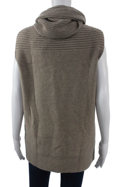 Autumn Cashmere Unisex Pullover Vest Turtleneck Beige Cashmere Blend Size S