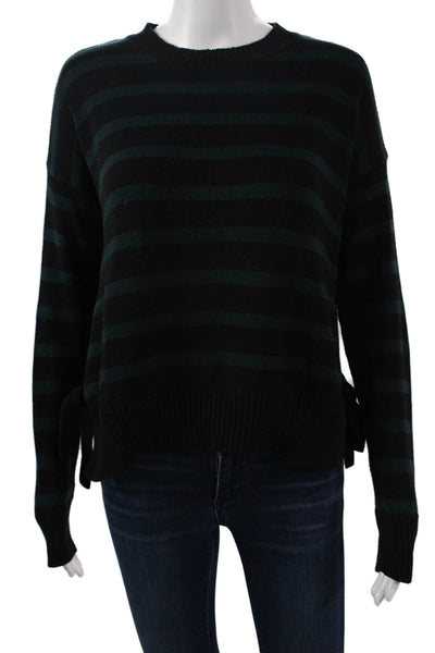 Cotton By Autumn Cashmere Unisex Black Striped Crew Neck Pullover Size XS