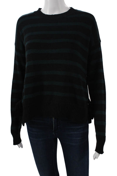 Cotton By Autumn Cashmere Unisex Black Striped Crew Neck Pullover Size XS