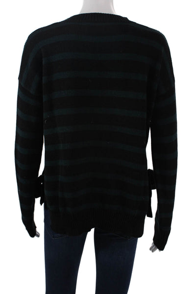 Cotton By Autumn Cashmere Unisex Black Striped Crew Neck Pullover Size XS