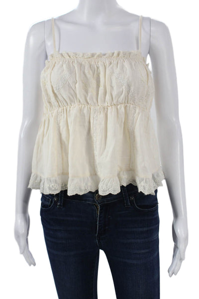 Zara Womens Camisole Spaghetti Strap Beige Cotton Bohemian Spring Size M