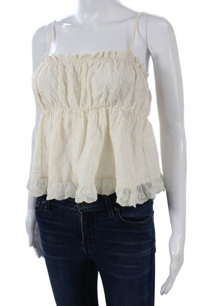Zara Womens Camisole Spaghetti Strap Beige Cotton Bohemian Spring Size M
