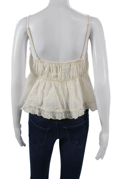 Zara Womens Camisole Spaghetti Strap Beige Cotton Bohemian Spring Size M