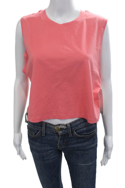 Lululemon Women Cropped Tank Pink Pima Cotton Crew Neck Sleeveless Size 10