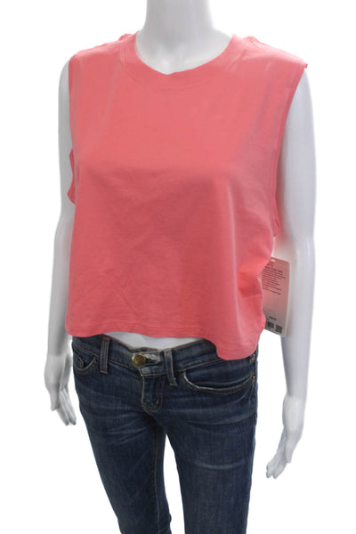 Lululemon Women Cropped Tank Pink Pima Cotton Crew Neck Sleeveless Size 10