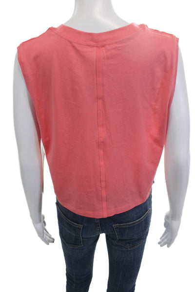 Lululemon Women Cropped Tank Pink Pima Cotton Crew Neck Sleeveless Size 10