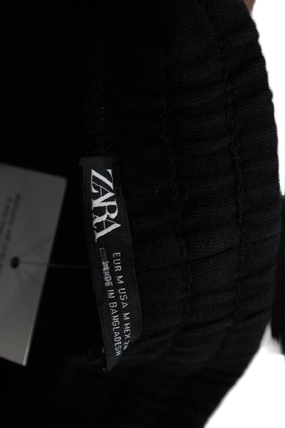 Zara Mens Black Ankle Jogger Sweatpants Cotton Drawstring Size M