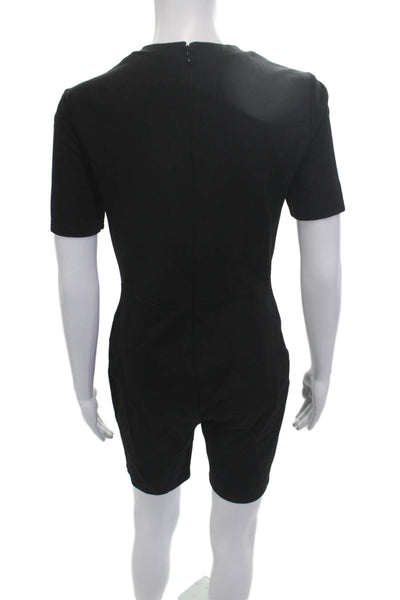 Grlfrnd Womens Black Short Sleeve Jumpsuit Romper Round Neck Size M