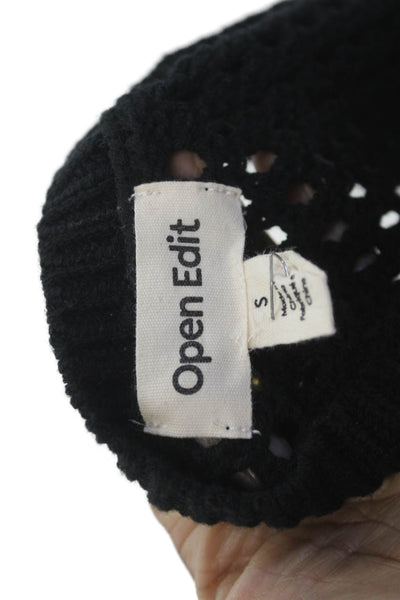Open Edit Women Tank Dress Black Cotton Acrylic Full Length Size S