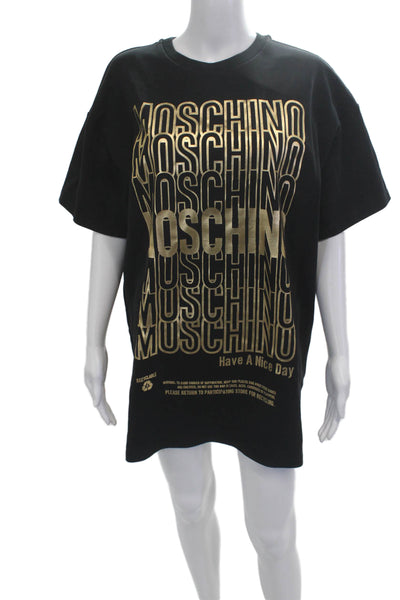 Moschino Couture Women Jersey T-Shirt Black Crew Neck Short Sleeve Size 8