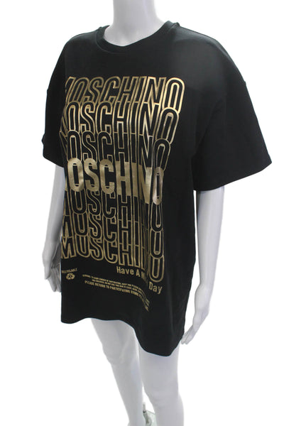 Moschino Couture Women Jersey T-Shirt Black Crew Neck Short Sleeve Size 8