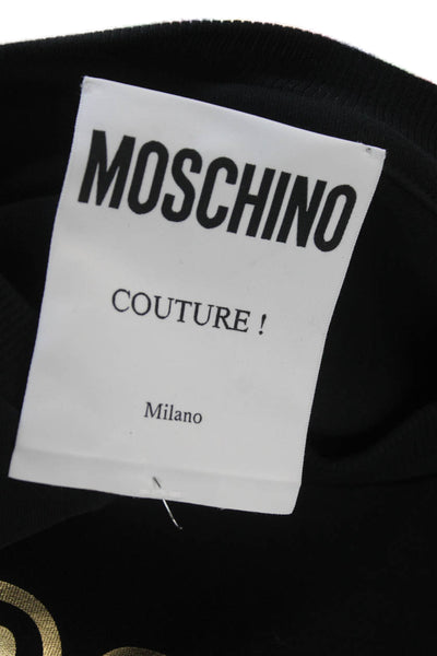 Moschino Couture Women Jersey T-Shirt Black Crew Neck Short Sleeve Size 8