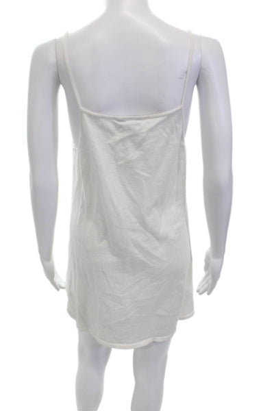 Something Navy Womens Tank Dress White V-Neck 100% Cotton Sleeveless Size L